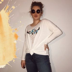 cream flower crown tunic